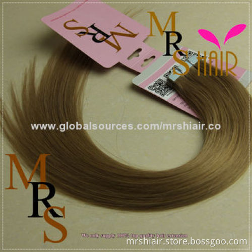 20-Inch Light Brown Brazilian Silk Straight Tape Weft Hair